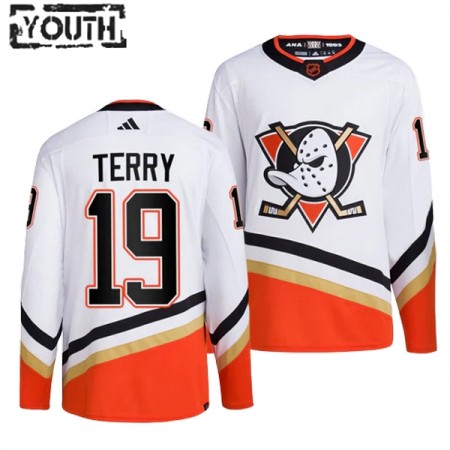 Anaheim Ducks Hockeydrakt Troy Terry 19 2022-23 Hvit Reverse Retro 2.0 Adidas Authentic - Barn